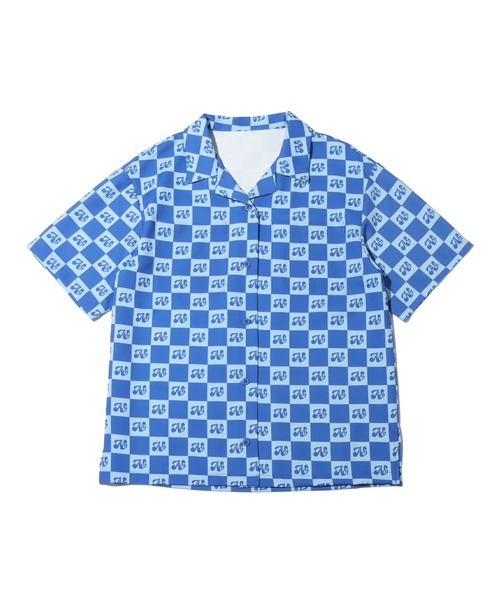 atmos pink（アトモスピンク）の「atmos pink チェッカー柄開襟シャツ（シャツ/ブラウス・レディース・ネイビー/ブルー/ブラウン・FREE）」の6枚目の写真