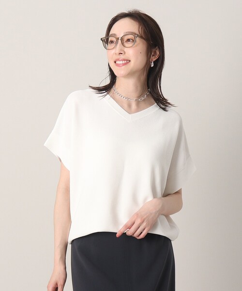 UNTITLED(アンタイトル)の「◆【再入荷!】前後2WAY フレンチスリーブニット(ニット/セーター・レディース・ライトグレー/ネイビー/オフホワイト/ブルー/マスタード/ホワイト系5/グリーン/パープル系/ブラック/ネイビー系6・02/44/48/00/04)」の2枚目の写真