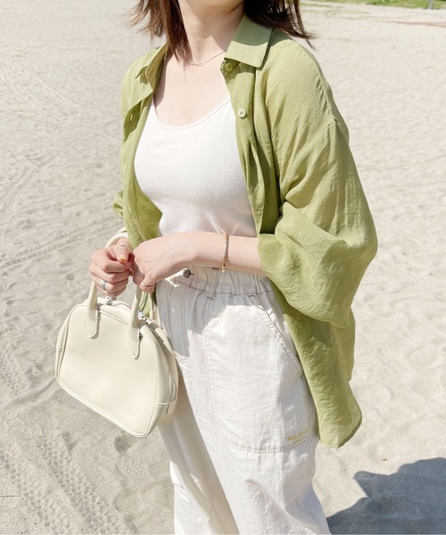 PairPair（ペアペア）の「シアーシャツ（シャツ/ブラウス・レディース・アイボリー/グリーン・フリー）」の2枚目の写真