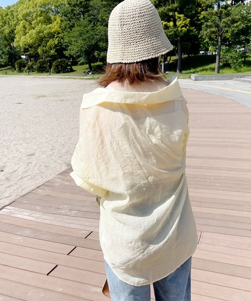 PairPair（ペアペア）の「シアーシャツ（シャツ/ブラウス・レディース・アイボリー/グリーン・フリー）」の5枚目の写真