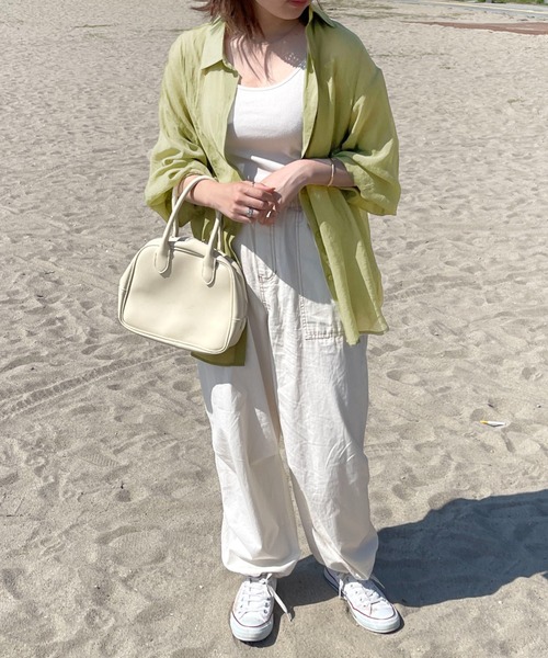 PairPair（ペアペア）の「シアーシャツ（シャツ/ブラウス・レディース・アイボリー/グリーン・フリー）」の6枚目の写真