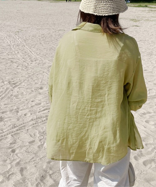 PairPair（ペアペア）の「シアーシャツ（シャツ/ブラウス・レディース・アイボリー/グリーン・フリー）」の10枚目の写真