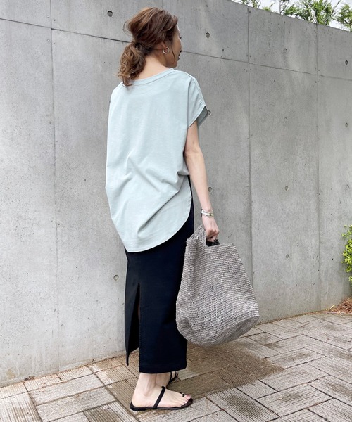 Spick & Span（スピックアンドスパン）の「COOL TOUCH ヴィンテージ天竺フレンチT（Tシャツ/カットソー・レディース・ホワイト/グレー/ブルー/グリーン・FREE）」の6枚目の写真
