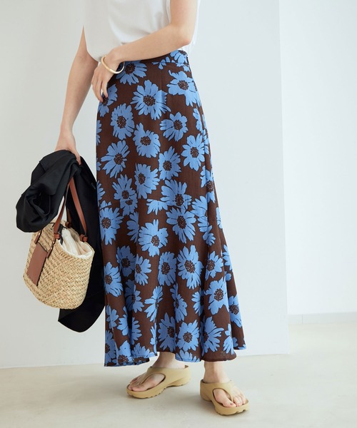 VIS（ビス）の「フラワープリントマーメイドスカート（スカート・レディース・ダークブラウン/ブラウン系その他/ベージュ系その他・M/S）」の3枚目の写真