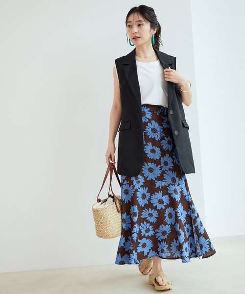 ビビフラワープリントマーメイドスカート TOMORROWLAND｜ビビフラワープリント マーメイドスカート