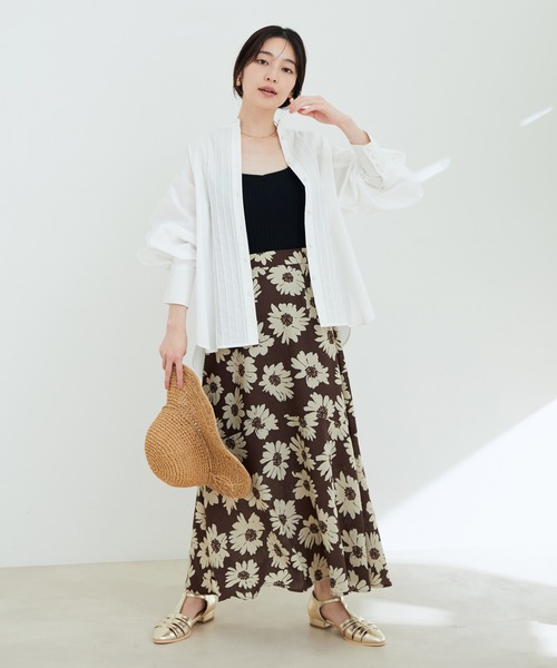 VIS（ビス）の「フラワープリントマーメイドスカート（スカート・レディース・ダークブラウン/ブラウン系その他/ベージュ系その他・M/S）」の5枚目の写真