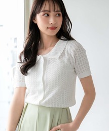 fifth（フィフス）の「透かし編み半袖ニットカーディガン（ニット/セーター）」
