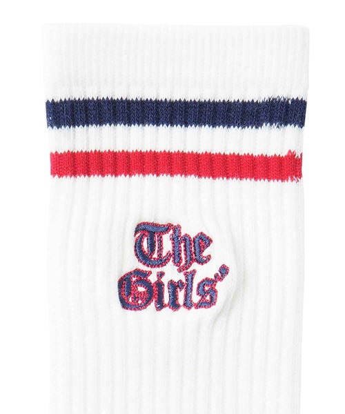 X-girl(エックスガール)の「OLD ENGLISH LOGO LINE RIB SOCKS(ソックス/靴下・レディース・ホワイト/ブラック/グレー・ONE SIZE)」の6枚目の写真
