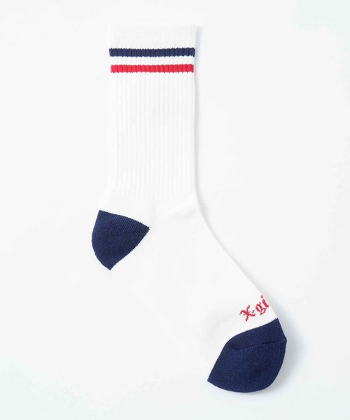 X-girl(エックスガール)の「OLD ENGLISH LOGO LINE RIB SOCKS(ソックス/靴下・レディース・ホワイト/ブラック/グレー・ONE SIZE)」の9枚目の写真