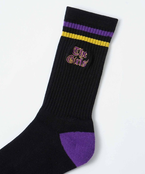 X-girl(エックスガール)の「OLD ENGLISH LOGO LINE RIB SOCKS(ソックス/靴下・レディース・ホワイト/ブラック/グレー・ONE SIZE)」の13枚目の写真