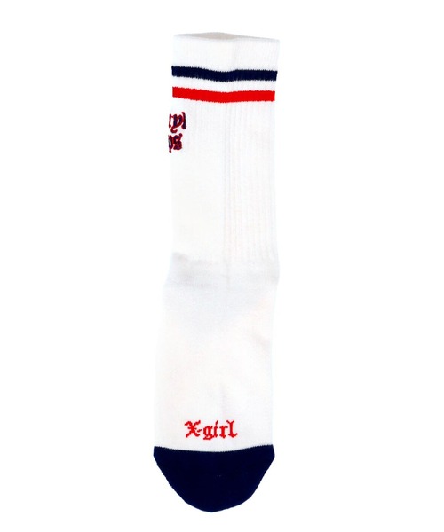 X-girl(エックスガール)の「OLD ENGLISH LOGO LINE RIB SOCKS(ソックス/靴下・レディース・ホワイト/ブラック/グレー・ONE SIZE)」の10枚目の写真
