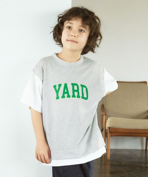 GLOBAL WORK(グローバルワーク)の「DRY/カレッジレイヤード/キッズ/296207(Tシャツ/カットソー・キッズ・ネイビー/ホワイト系その他・110cm/100cm/120cm/130cm/140cm/150cm/160cm)」の1枚目の写真
