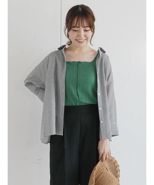 ehka sopo（エヘカソポ）の「しぼしぼメロータンクトップ（タンクトップ・レディース・ブラック/ベージュ/オフホワイト/グリーン・ﾌﾘ-）」の18枚目の写真