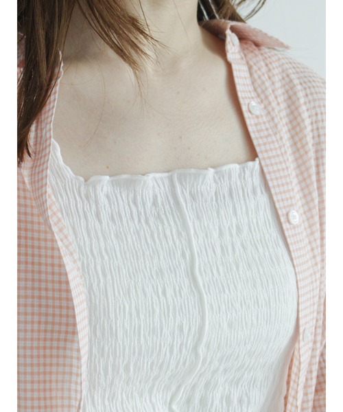 ehka sopo（エヘカソポ）の「しぼしぼメロータンクトップ（タンクトップ・レディース・ブラック/ベージュ/オフホワイト/グリーン・ﾌﾘ-）」の10枚目の写真