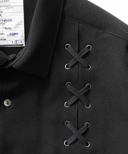 SHAREEF(シャリーフ)の「LACE-UP SHIRTS(シャツ/ブラウス・メンズ・ターコイズブルー/ブラック/ブラウン/ネイビー・1/2/3)」の7枚目の写真