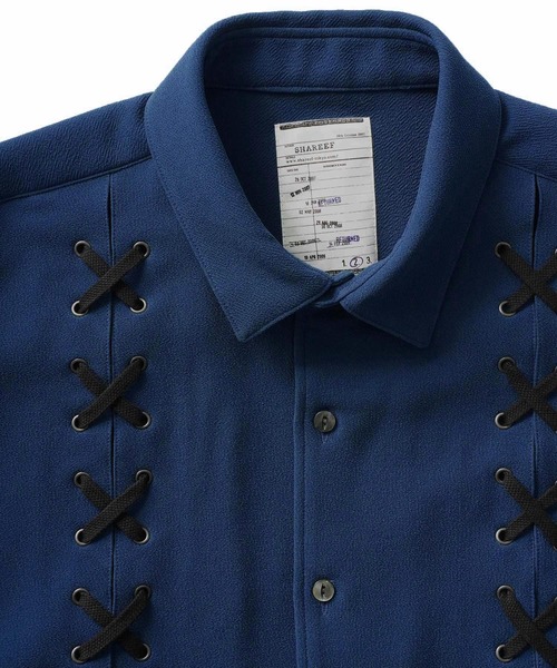 SHAREEF(シャリーフ)の「LACE-UP SHIRTS(シャツ/ブラウス・メンズ・ターコイズブルー/ブラック/ブラウン/ネイビー・1/2/3)」の14枚目の写真