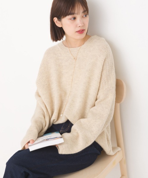 OMNES（オムネス）の「ウールガーターMIXプルオーバー（その他トップス・レディース・グレー/オートミール/チャコール・FREE）」の3枚目の写真