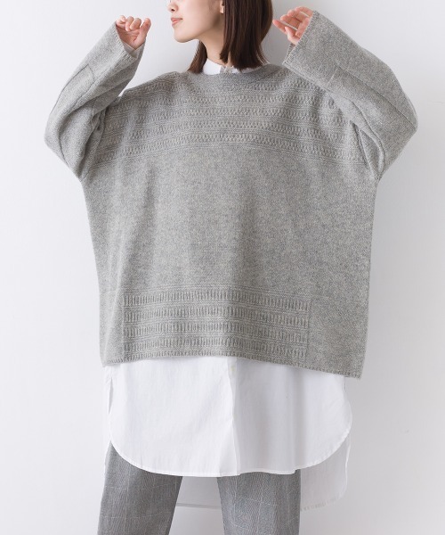 OMNES（オムネス）の「ウールガーターMIXプルオーバー（その他トップス・レディース・グレー/オートミール/チャコール・FREE）」の4枚目の写真