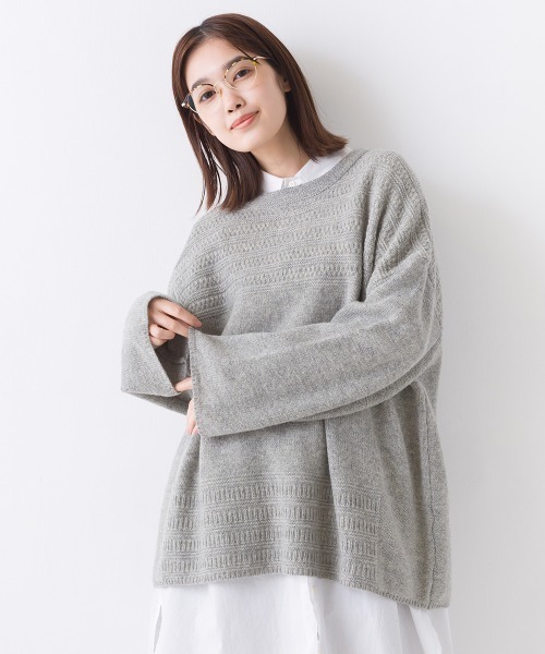 OMNES（オムネス）の「ウールガーターMIXプルオーバー（その他トップス・レディース・グレー/オートミール/チャコール・FREE）」の8枚目の写真