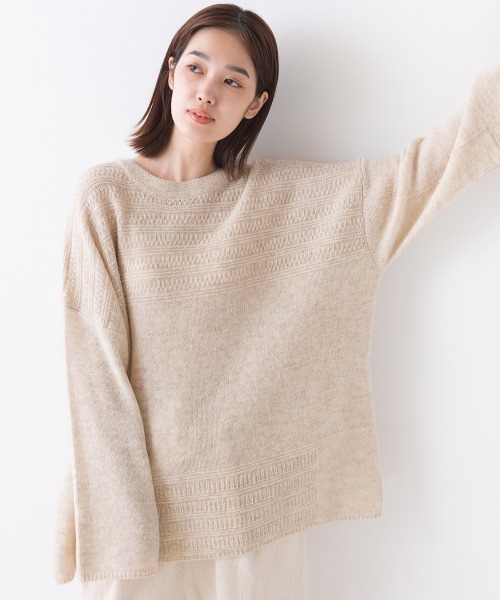 OMNES（オムネス）の「ウールガーターMIXプルオーバー（その他トップス・レディース・グレー/オートミール/チャコール・FREE）」の14枚目の写真