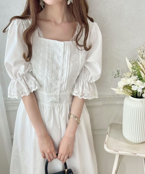 apres jour(アプレジュール)の「ピンタックレースフリルワンピース【ZOZOTOWN限定アイテム】(ワンピース・レディース・ブラック/オフホワイト/ブルー・フリー/X-LARGE)」の6枚目の写真