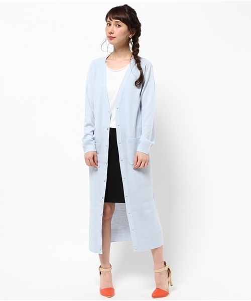 merry jenny（メリージェニー）の「ﾗｲﾝﾛﾝｸﾞｶｰﾃﾞｨｶﾞﾝ（カーディガン/ボレロ・レディース・グレー/ベージュ/ライトブルー・FREE）」の3枚目の写真