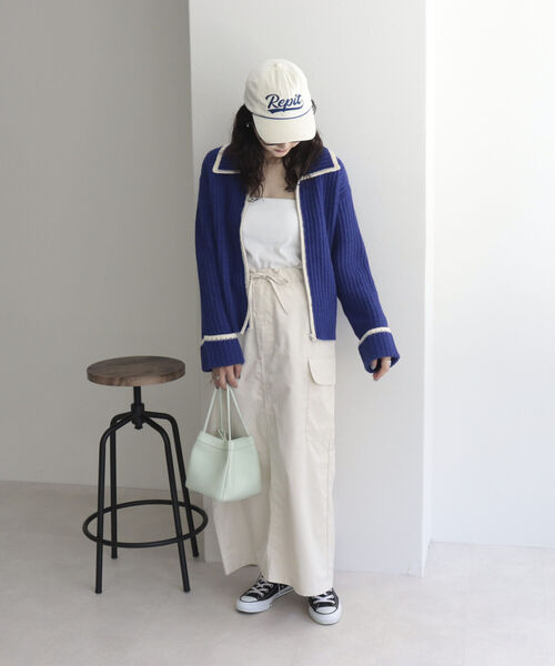 fredy emue（フレディエミュ）の「衿付き配色ZIPカーディガン（カーディガン/ボレロ・レディース・ブルー/グレー/ベージュ・38）」の9枚目の写真