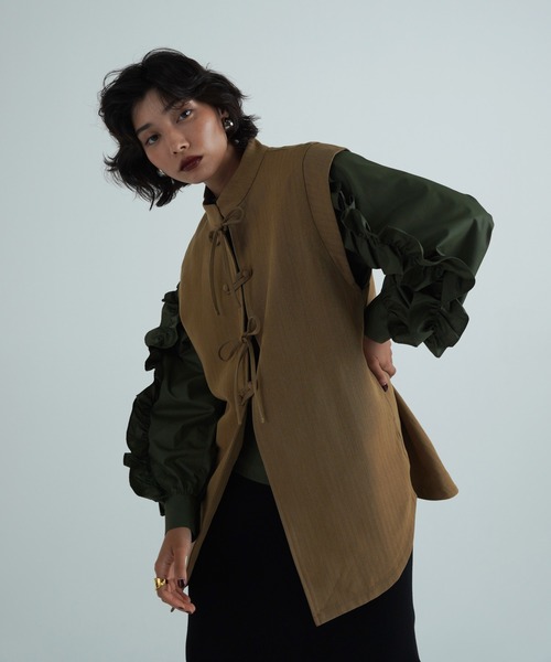 TINA：JOJUN（ティーナジョジュン）の「チャイナ釦 ベスト TINA：JOJUN（ベスト・レディース・キャメル/ネイビー・M）」の16枚目の写真