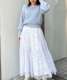 チュールプリントスカート