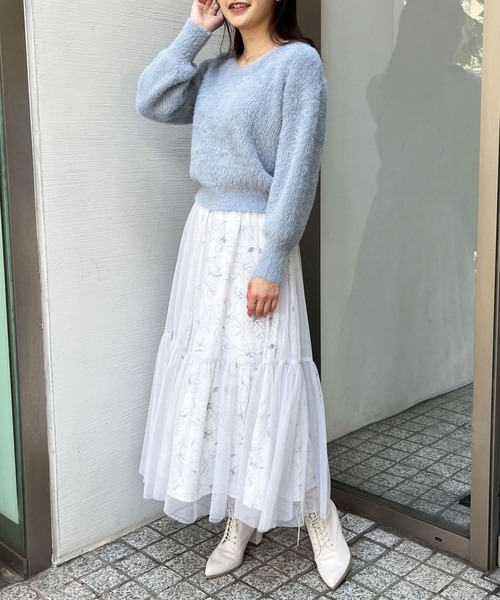 NOELA(ノエラ)の「チュールプリントスカート(スカート・レディース・ブラウン/ブラック/サックスブルー・S/M)」の9枚目の写真