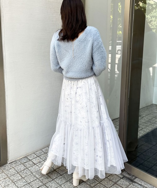 NOELA(ノエラ)の「チュールプリントスカート(スカート・レディース・ブラウン/ブラック/サックスブルー・S/M)」の10枚目の写真