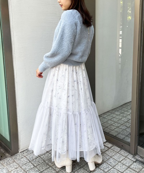 NOELA(ノエラ)の「チュールプリントスカート(スカート・レディース・ブラウン/ブラック/サックスブルー・S/M)」の11枚目の写真