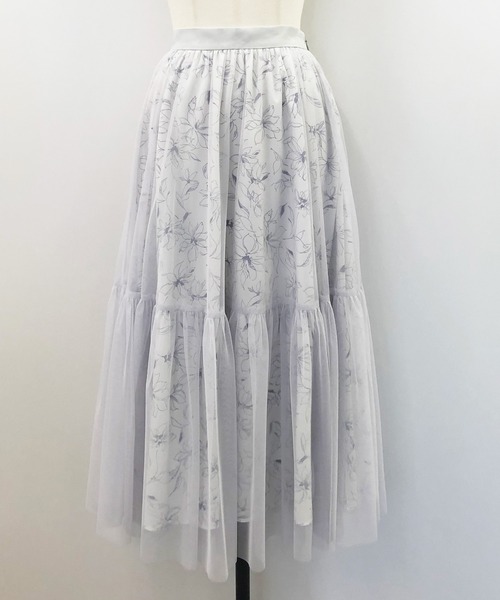 NOELA(ノエラ)の「チュールプリントスカート(スカート・レディース・ブラウン/ブラック/サックスブルー・S/M)」の15枚目の写真