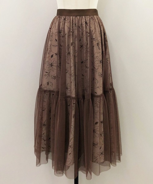 NOELA(ノエラ)の「チュールプリントスカート(スカート・レディース・ブラウン/ブラック/サックスブルー・S/M)」の16枚目の写真