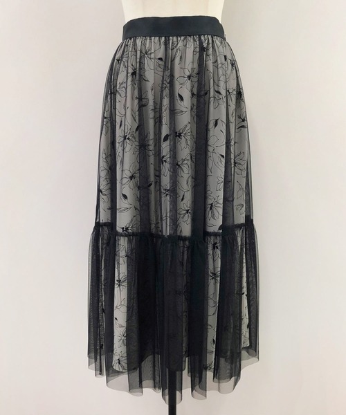 NOELA(ノエラ)の「チュールプリントスカート(スカート・レディース・ブラウン/ブラック/サックスブルー・S/M)」の14枚目の写真