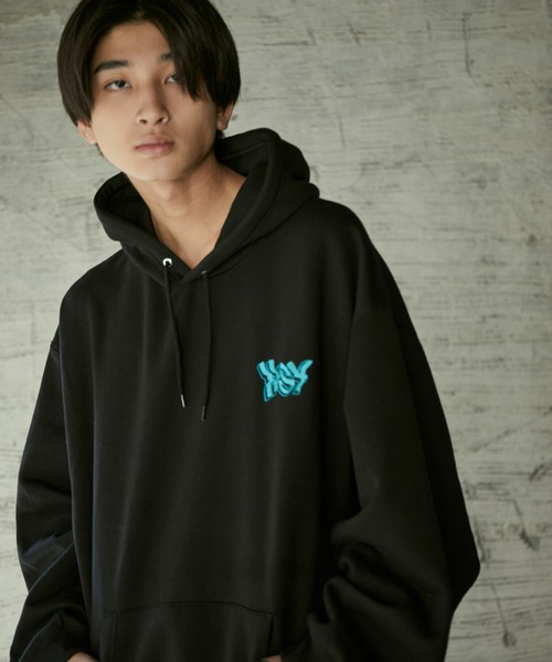 iisy（イージー）の「iisy / ディストーションロゴプルパーカー（パーカー・メンズ・キナリ/ブラック/グリーン・L/S/M）」の8枚目の写真