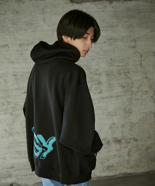 iisy（イージー）の「iisy / ディストーションロゴプルパーカー（パーカー・メンズ・キナリ/ブラック/グリーン・L/S/M）」の9枚目の写真