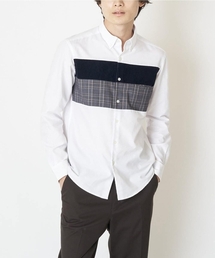 【S-XXL】パネル切り替えオックスシャツ