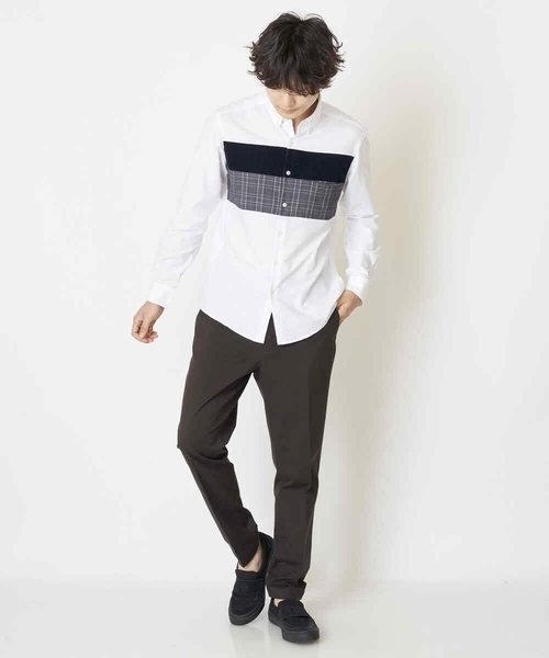 a.v.v（アーヴェヴェ）の「【S-XXL】パネル切り替えオックスシャツ（シャツ/ブラウス・メンズ・ホワイト/ネイビー・48/50/46/52/44）」の3枚目の写真