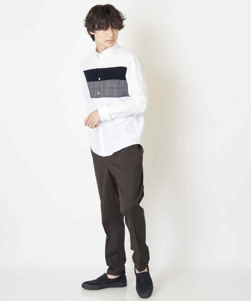 a.v.v（アーヴェヴェ）の「【S-XXL】パネル切り替えオックスシャツ（シャツ/ブラウス・メンズ・ホワイト/ネイビー・48/50/46/52/44）」の4枚目の写真