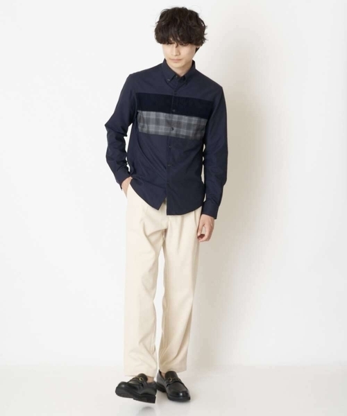 a.v.v（アーヴェヴェ）の「【S-XXL】パネル切り替えオックスシャツ（シャツ/ブラウス・メンズ・ホワイト/ネイビー・48/50/46/52/44）」の7枚目の写真