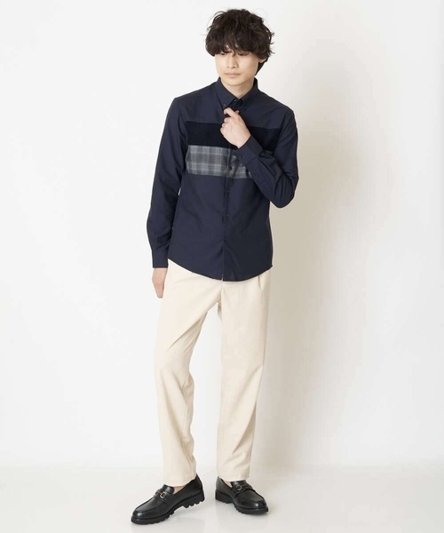 a.v.v（アーヴェヴェ）の「【S-XXL】パネル切り替えオックスシャツ（シャツ/ブラウス・メンズ・ホワイト/ネイビー・48/50/46/52/44）」の8枚目の写真