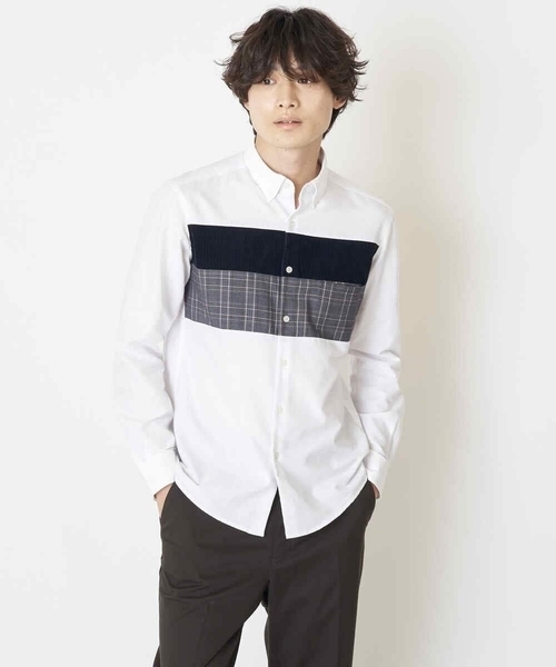 a.v.v（アーヴェヴェ）の「【S-XXL】パネル切り替えオックスシャツ（シャツ/ブラウス・メンズ・ホワイト/ネイビー・48/50/46/52/44）」の11枚目の写真