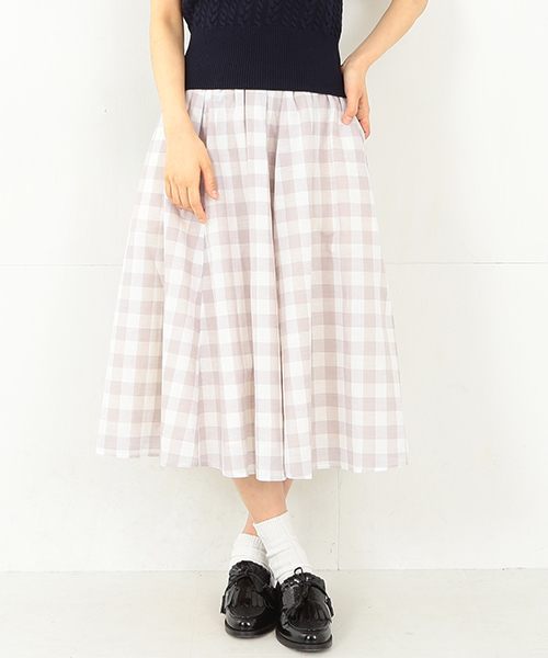 Ray BEAMS(レイビームス)の「Ray BEAMS / ギンガムギャザー フレアースカート(スカート・レディース・グレー/ブラック/ライトブルー・1/0)」の20枚目の写真