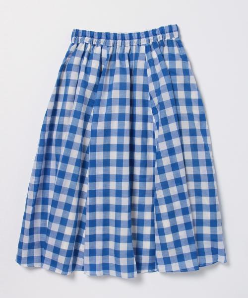 Ray BEAMS(レイビームス)の「Ray BEAMS / ギンガムギャザー フレアースカート(スカート・レディース・グレー/ブラック/ライトブルー・1/0)」の4枚目の写真