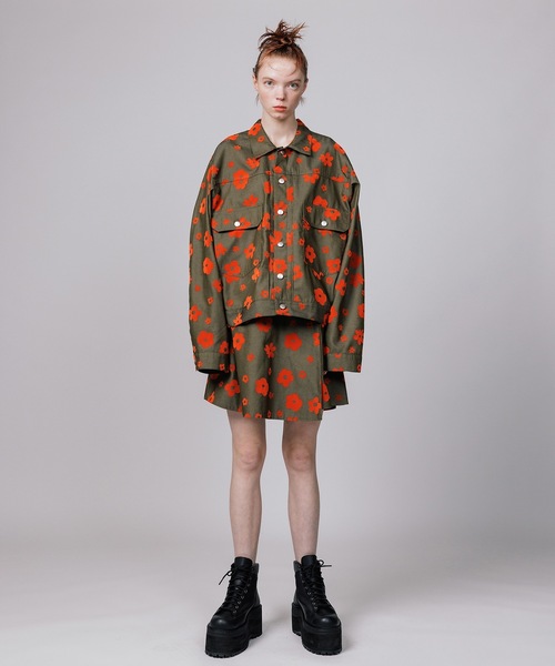 NON TOKYO（ノントーキョー）の「FLOKING FLOWER DENIM JACKET / NON-23S-0201（デニムジャケット・レディース・カーキ/ブラック/インディゴブルー・2/1）」の4枚目の写真