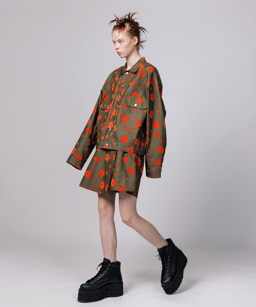 NON TOKYO（ノントーキョー）の「FLOKING FLOWER DENIM JACKET / NON-23S-0201（デニムジャケット・レディース・カーキ/ブラック/インディゴブルー・2/1）」の5枚目の写真