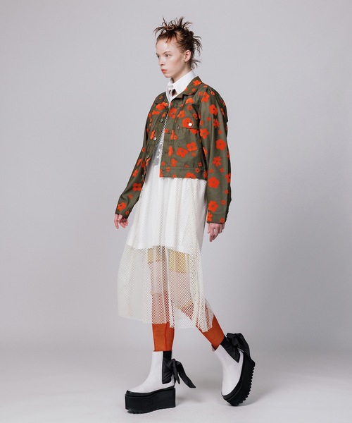 NON TOKYO（ノントーキョー）の「FLOKING FLOWER DENIM JACKET / NON-23S-0201（デニムジャケット・レディース・カーキ/ブラック/インディゴブルー・2/1）」の8枚目の写真