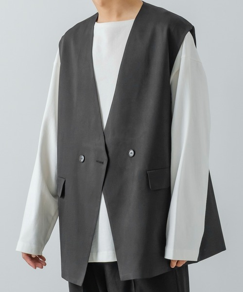 improves（インプローブス）の「【improves】ノーカラー ジレベスト（ベスト・メンズ・ブラック/チャコール・MEDIUM/LARGE）」の2枚目の写真