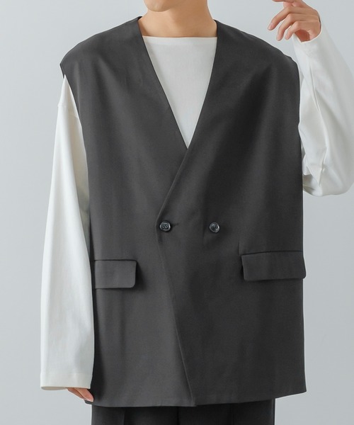 improves（インプローブス）の「【improves】ノーカラー ジレベスト（ベスト・メンズ・ブラック/チャコール・MEDIUM/LARGE）」の3枚目の写真